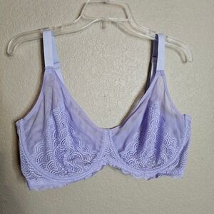 HSIA Lavender Lace Unlined Underwire Bra Sheer Mesh Mermaid Scales 38G Purple